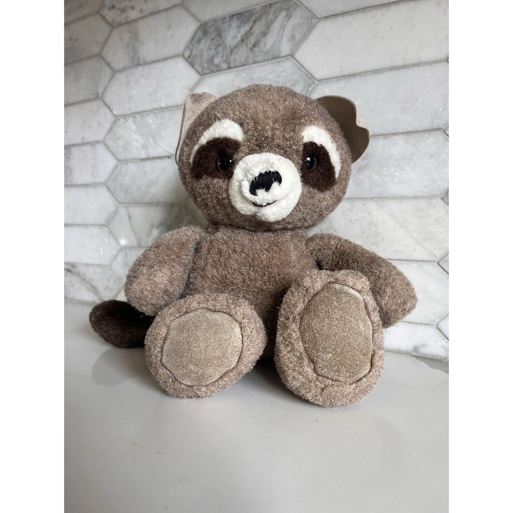 Russ Soft 'N Suede Plush Macaroon Raccoon Vintage 8" Rare Item 325 w Suede Ears!